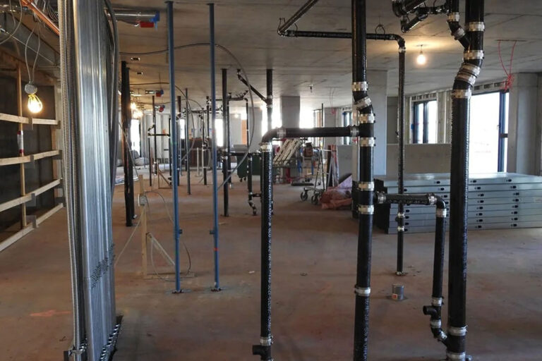 commercial plumbing job contruction site